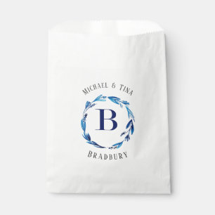 Blue Floral Wreath 'B' Monogram Favour Bag
