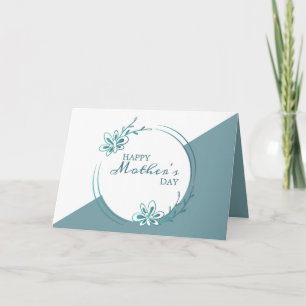 Blue Floral Wreath Holiday Card