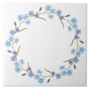 Blue Floral Wreath Tile