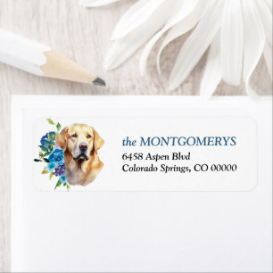 Blue Floral Yellow Lab Adresse de retour