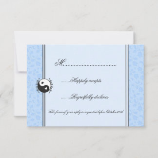 Blue Floral Yin and Yang Wedding RSVP Invitation