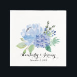 Blue Florals and Hydrangea Personalized Napkins<br><div class="desc">Blue Florals and Hydrangea Personalized Napkins perfect for your wedding,  bridal shower or other event! Personalize the text to fit your needs</div>