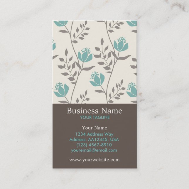 Blue Florals Appointment Business Card (Front)