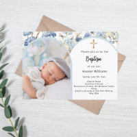 Blue florals photo arch boy cross Baptism