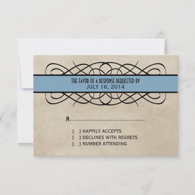 Blue Flourish Border Response Card (Front)
