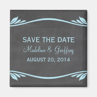 Blue Flourish Chalkboard Save the Date Magnet