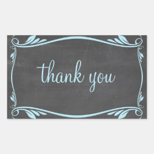 Blue Flourish Chalkboard Thank You Stickers