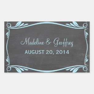 Blue Flourish Chalkboard Wedding Stickers