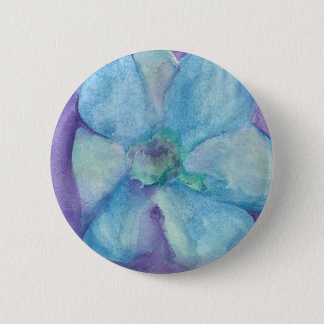Blue Flower 2 Inch Round Button (Front)