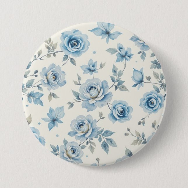 Blue flower 3 inch round button (Front)