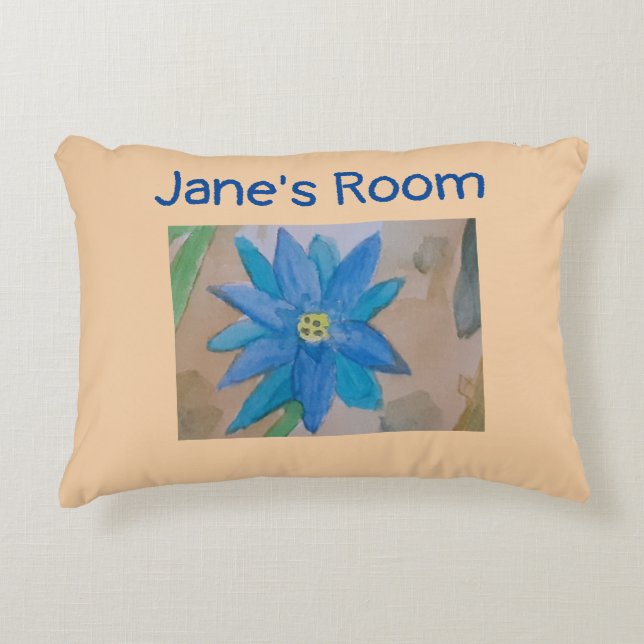 Blue Flower Accent Pillow (Front)