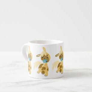 Blue Flower and Cute Cartoon Pony Espresso Mug