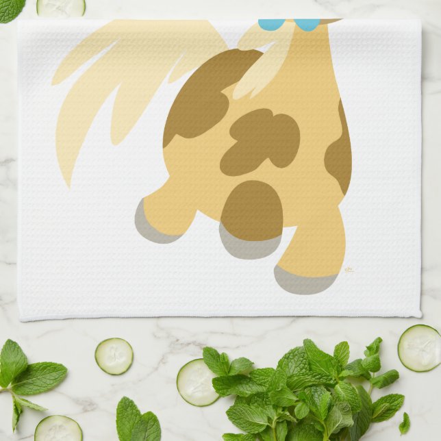 Blue Flower and Cute Cartoon Pony Kitchen Towel (Folded)