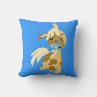 Blue Flower and Cute Cartoon Pony Pillow