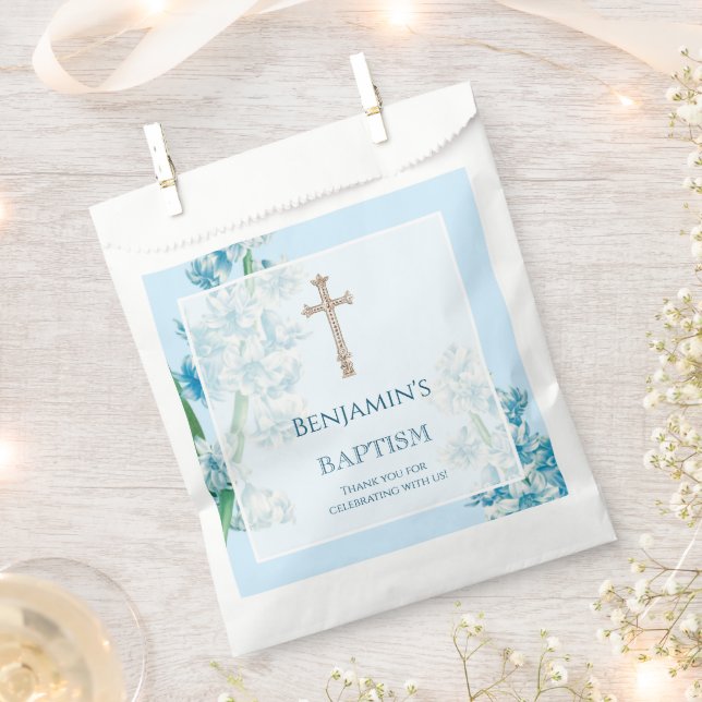  Blue Flower Baptism Favour Bag (Clipped)