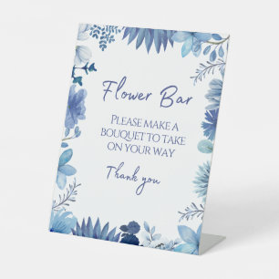 Blue Flower Bar Take A Boquet Favour Pedestal Sign