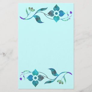 Blue Flower Border Stationery