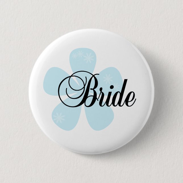 Blue Flower Bride 2 Inch Round Button (Front)