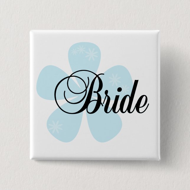 Blue Flower Bride Tshirts and Gifts 2 Inch Square Button (Front)