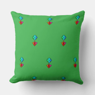 Blue Flower Brt Green                 Throw Pillow