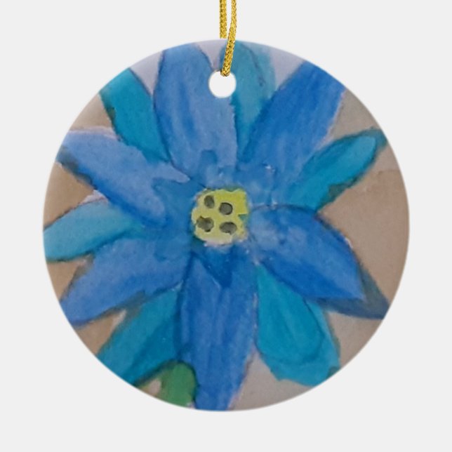 Blue Flower Ceramic Ornament (Front)