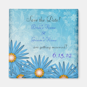 Blue Flower Cheerful Save the Date Magnet