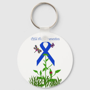 Blue flower Child Abuse Prevention Key chain