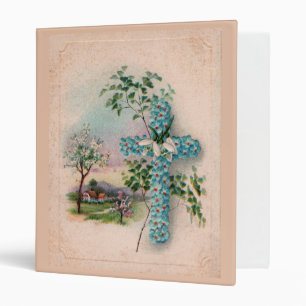Blue Flower Cross Christian Binder
