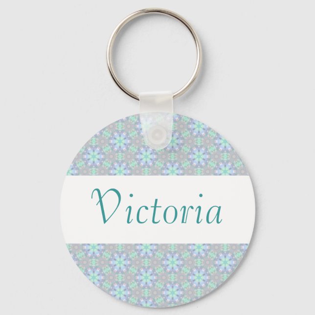 Blue Flower custom name keychain (Front)