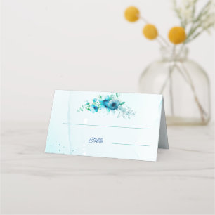 Blue Flower Custom Wedding Place Card