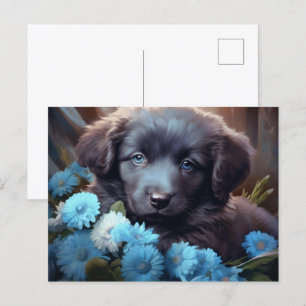 Blue Flower Dog Postcard