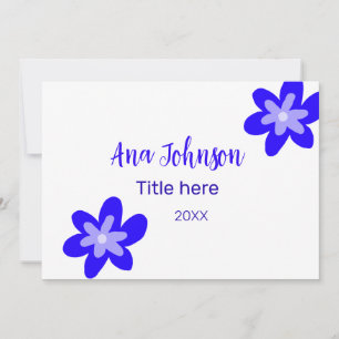 Blue flower doodle name title year 20XX profession Invitation