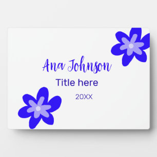 Blue flower doodle name title year 20XX profession Plaque