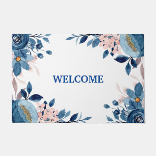 blue flower doormat