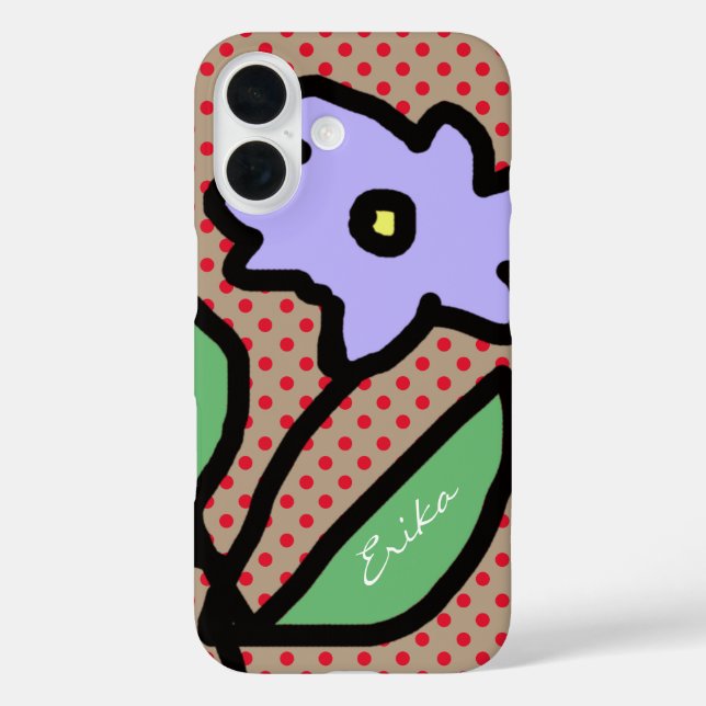 blue flower, dots & name Case-Mate iPhone case (Back)