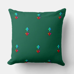 Blue Flower Dr Green                   Throw Pillow