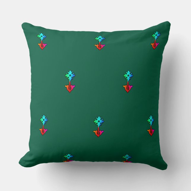 Blue Flower Dr Green                   Throw Pillow (Front)