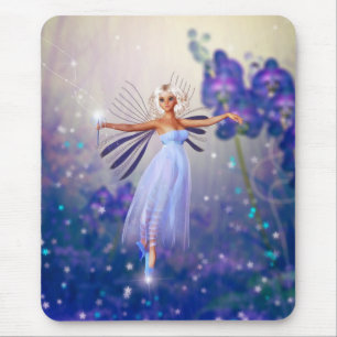 Blue Flower Fairy Mouse Pad