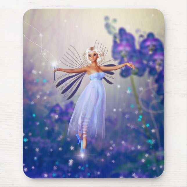 Blue Flower Fairy Mouse Pad (Front)