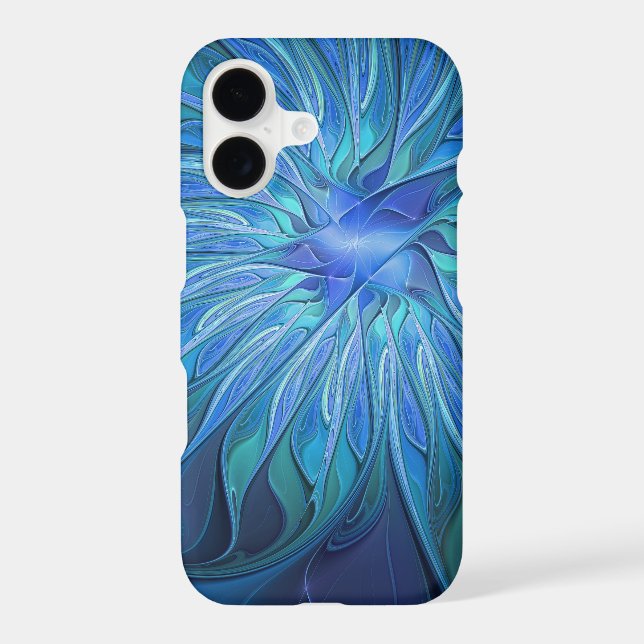 Blue Flower Fantasy Pattern, Abstract Fractal Art (Back)