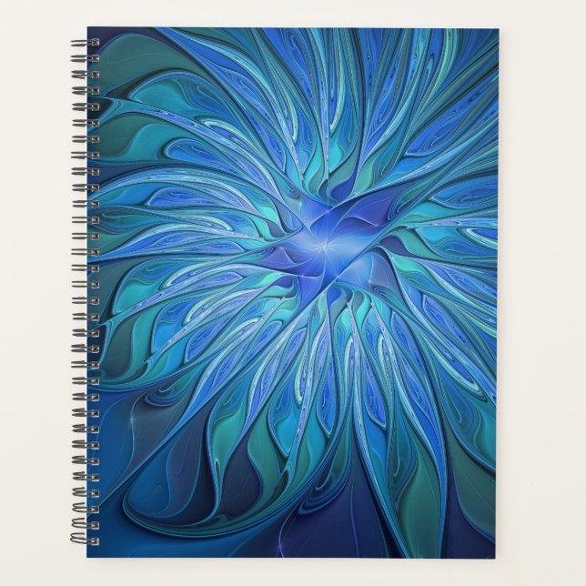 Blue Flower Fantasy Pattern, Abstract Fractal Art (Devant)