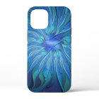 Blue Flower Fantasy Pattern, Abstract Fractal Art