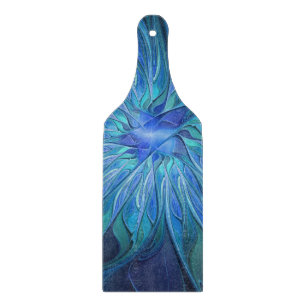 Blue Flower Fantasy Pattern, Abstract Fractal Art Cutting Board