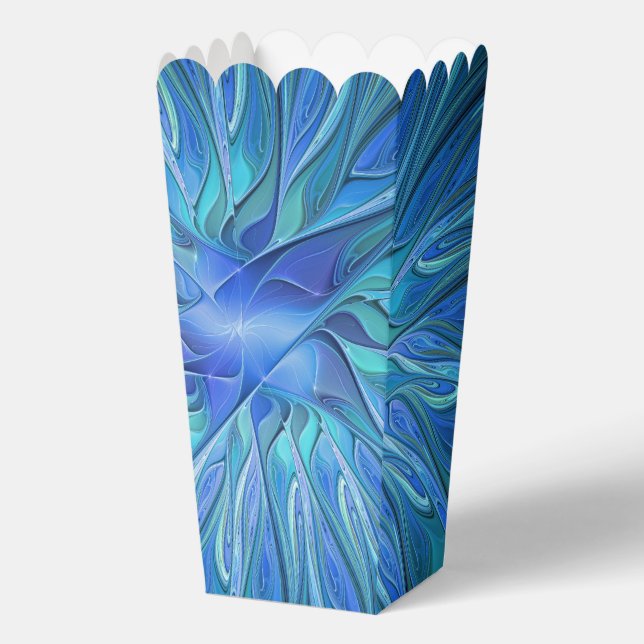 Blue Flower Fantasy Pattern, Abstract Fractal Art Favor Box (Front)
