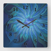 Blue Flower Fantasy Pattern, Abstract Fractal Art