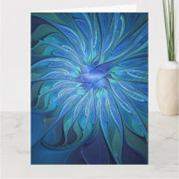 Blue Flower Fantasy Pattern, Abstract Fractal Art