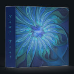 Blue Flower Fantasy Pattern, Abstract Fractal Text Binder<br><div class="desc">Modern and abstract fractal art,  a fantasy flower with blue.
Design for your ring binder and more.
Customize the product by adding your own text or name using the text template.</div>