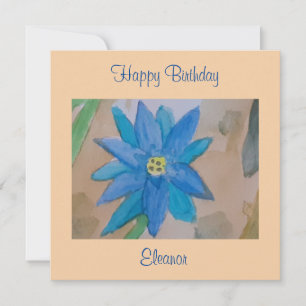 Blue Flower Flat Birthday Card