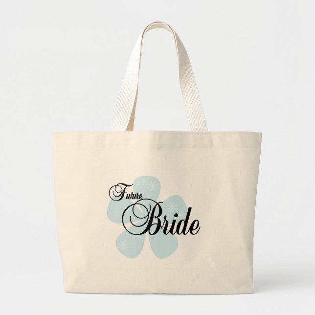 Blue Flower Future Bride Large Tote Bag (Front)