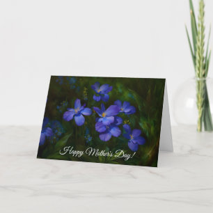 Blue Flower Garden Floral Art Mother's Day Card